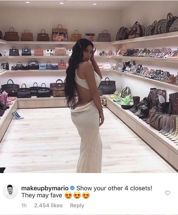 Comentário de maquiador Kim Kardashian em publicação (Foto: Reprodução/Instagram)