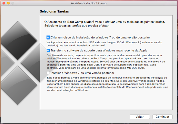 Configurando o Boot Camp para criar um pendrive de instalação do Windows (Foto: Reprodução/Edivaldo Brito)