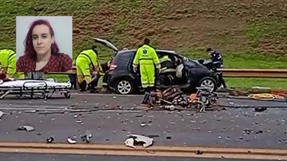 Priscilla Tiezzi Fernandes, de 29 anos, morreu no local do acidente em rodovia de Tarumã  — Foto: Sidney Fernandes /Divulgação e Facebook /Reprodução