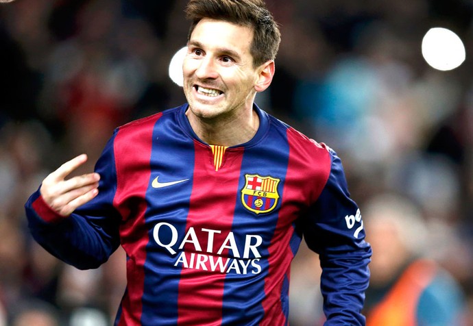 Messi comemora gol do Barcelona contra o Atlético de Madrid (Foto: Agência Reutes)