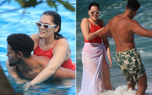 Jessie J curte dia de praia e piscina com o namorado no Rio