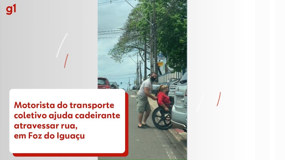 Motorista Estaciona ônibus Para Ajudar Cadeirante A Atravessar Rua Em