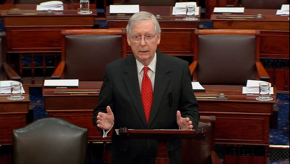 Líder da maioria no Senado, senador Mitch McConnell — Foto: U.S. Senate TV/Handout via Reuters 
