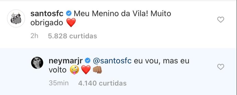 Neymar Repete Frase De Vestiario Do Ct Do Santos Em Rede Social Eu Vou Mas Eu Volto Santos Ge