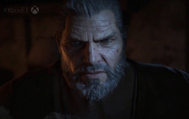 Herói da série 'Gears of War', Marcus Fenix aparece de barba e grisalho em 'Gears 4' (Foto: Reprodução/YouTube/Xbox)