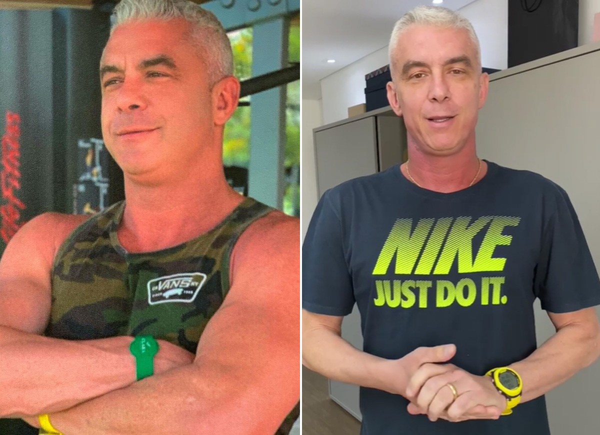 Alexandre Correa antes e depois do diagnóstico de câncer no pescoço (Foto: Reprodução/Instagram)