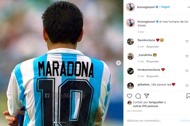 Bruno Gissoni  se despede de Maradona (Foto: Reprodução Instagram)