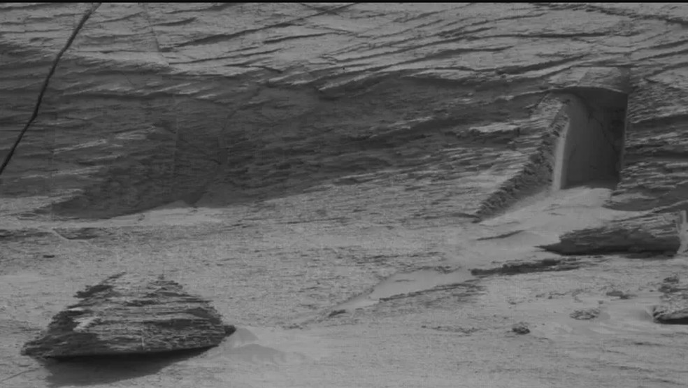 Registro enviado pela sonda Curiosity levantou questões sobre aspecto de formação rochosa no planeta vermelho — Foto: Nasa