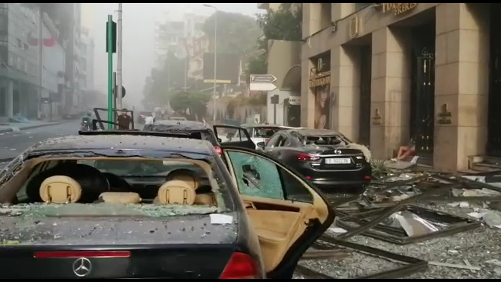 Explosão no Líbano — Foto: Reprodução/GloboNews