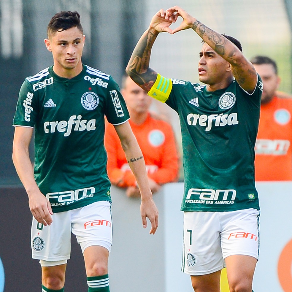 Dudu, autor do gol, ao lado de Diogo Barbosa, dono da assistÃªncia (Foto: FlÃ¡vio Florido)