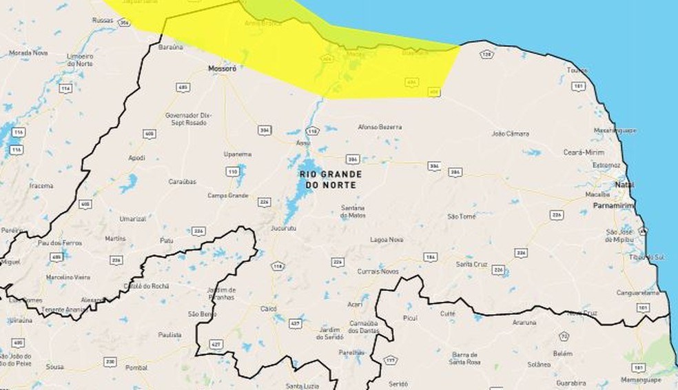 61 cidades foram alertadas pelo Inmet sobre perigo potencial de chuvas — Foto: Reprodução
