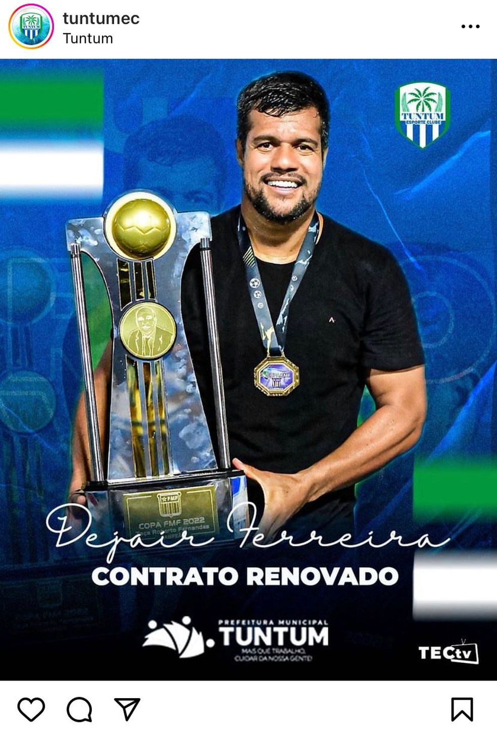 Dejair Ferreira renova com Tuntum para 2023 — Foto: Divulgação
