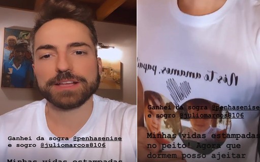 Thales Bretas mostra presente que ganhou do sogro: "Minhas vidas estampadas no peito" - Vimarsana News