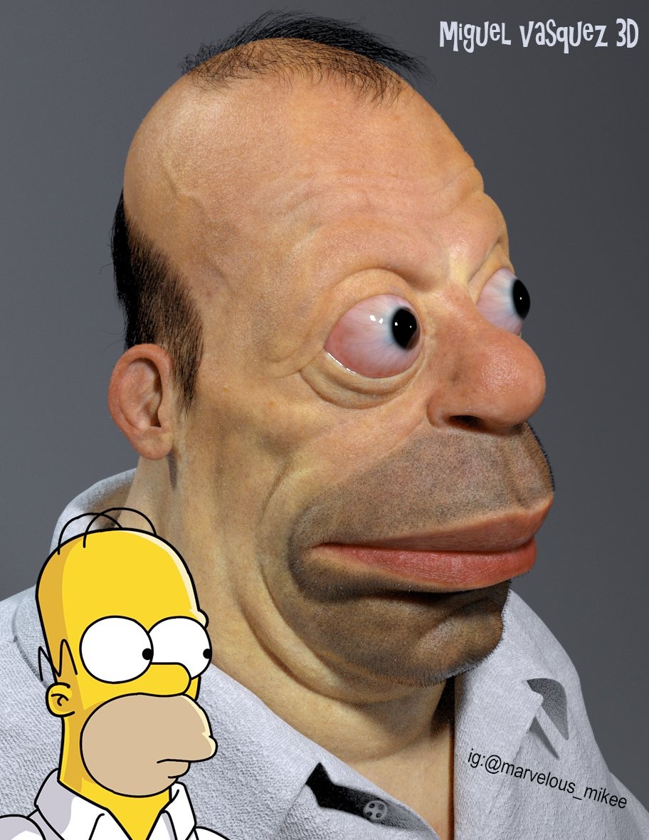 O Homer Simpson da vida real criado pelo designer Miguel Vasquez (Foto: Twitter)
