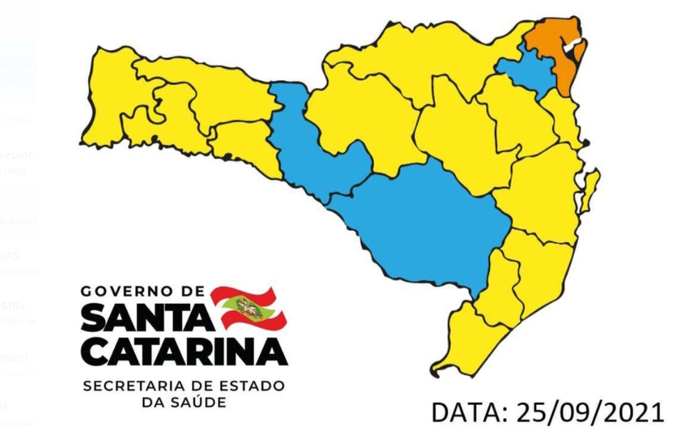 Matriz de Risco de coronavírus em SC — Foto: Governo estadual/Reprodução