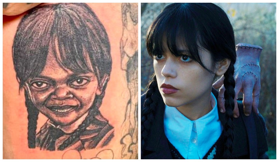 A tatuagem em homenagem à atriz Jenna Ortega na série Wandinha