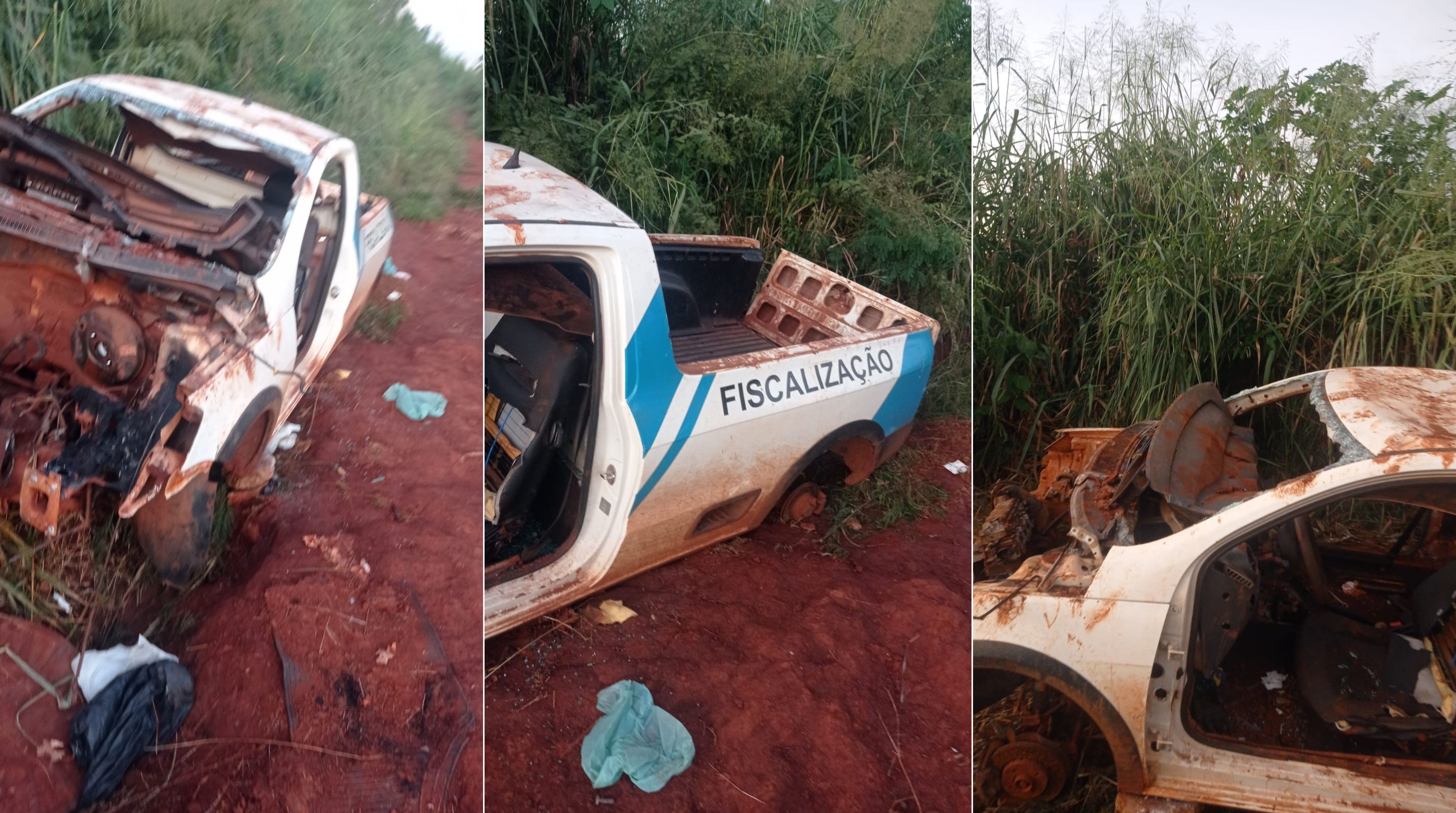 Carro da Prefeitura de Santa Lúcia é encontrado depenado na zona rural de Américo Brasiliense