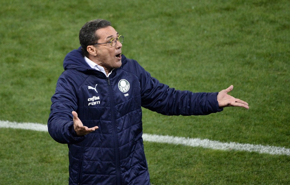 Luxemburgo em ação durante Corinthians x Palmeiras — Foto: Marcos Ribolli