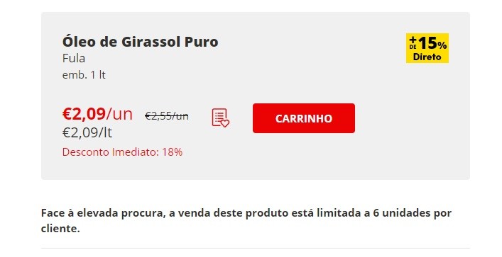 Supermercado de Portugal limita venda de óleo de girassol, importado da Ucrânia