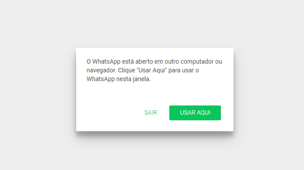 WhatsApp bloqueia acesso simultâneo no mesmo computador (Foto: Reprodução/Paulo Alves)
