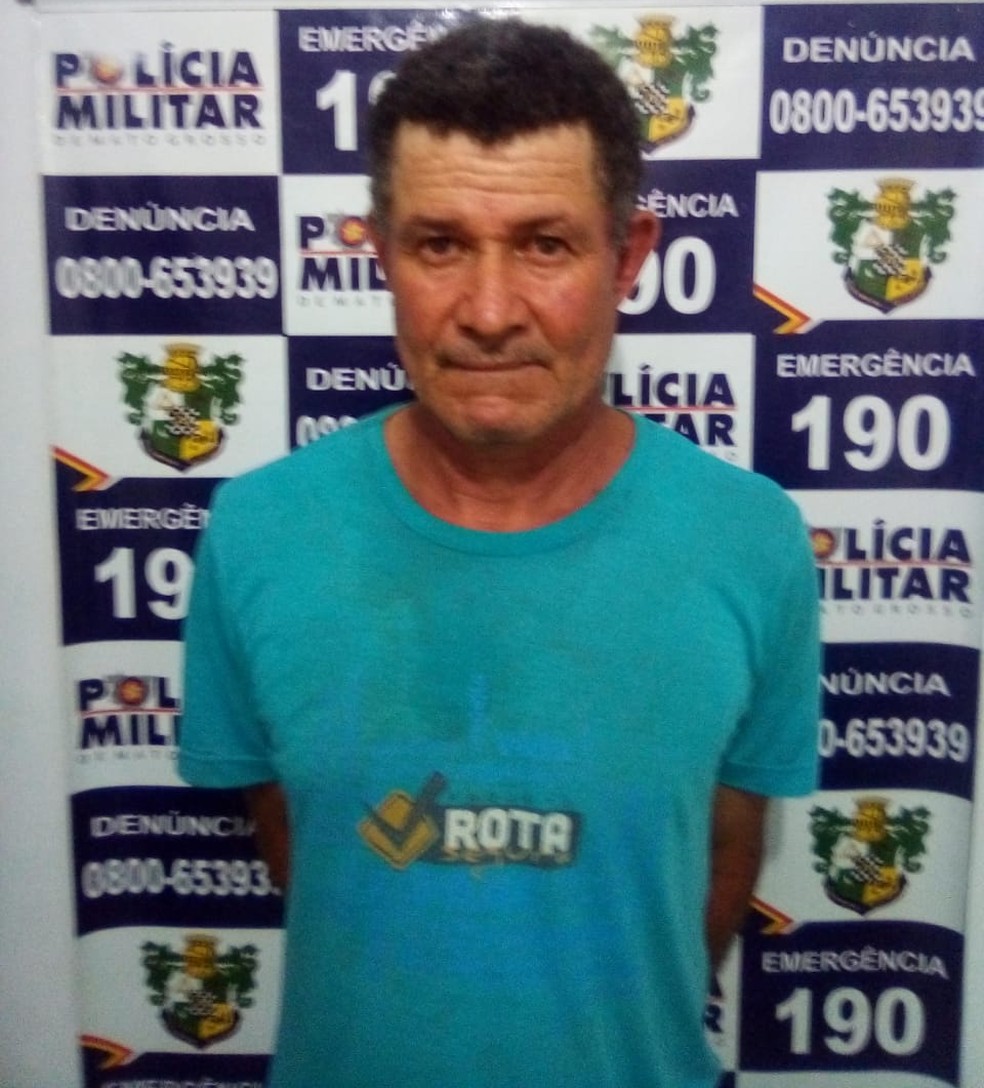 José Pereira Lopes, de 55 anos, foi preso pela Polícia Militar e confessou o crime — Foto: Polícia Militar de Mato Grosso/Assessoria