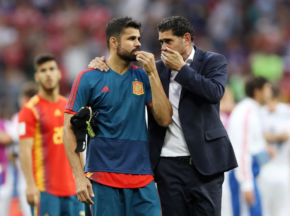 Hierro e Diego Costa na Copa do Mundo — Foto:  REUTERS/Carl Recine