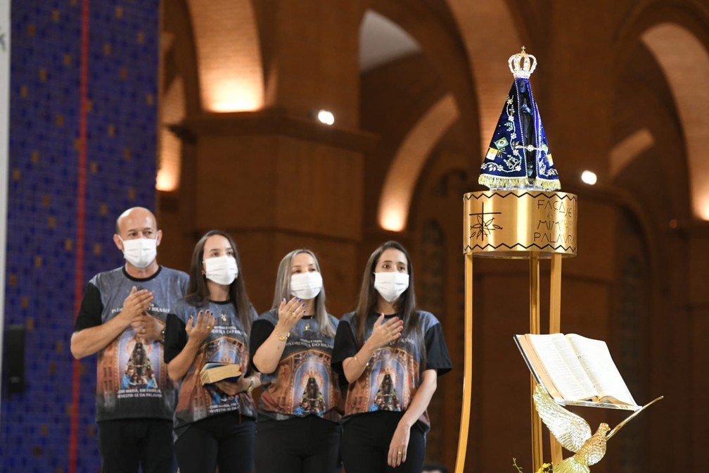 Novena que marca o início da Festa da Padroeira tem início com celebrações virtuais na Basílica de Aparecida (SP) neste sábado (3). — Foto: Thiago Leon/Santuário Nacional