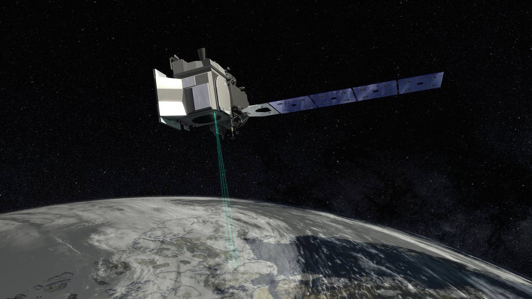 Projeção artística do ICESat2, da NASA. (Foto: NASA)
