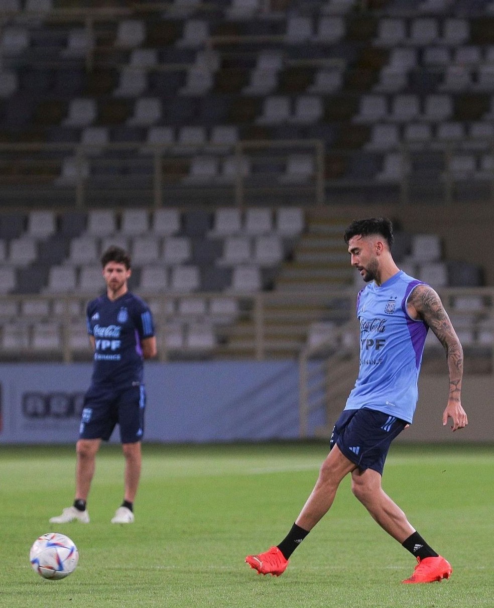 Nico González em treino da Argentina — Foto: Reprodução/Instagram