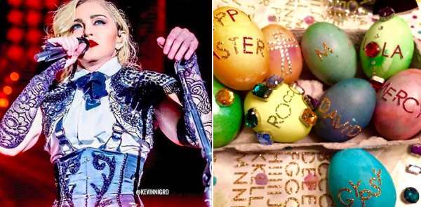 Madonna e os ovos com os nomes de seus filhos (Foto: Instagram)