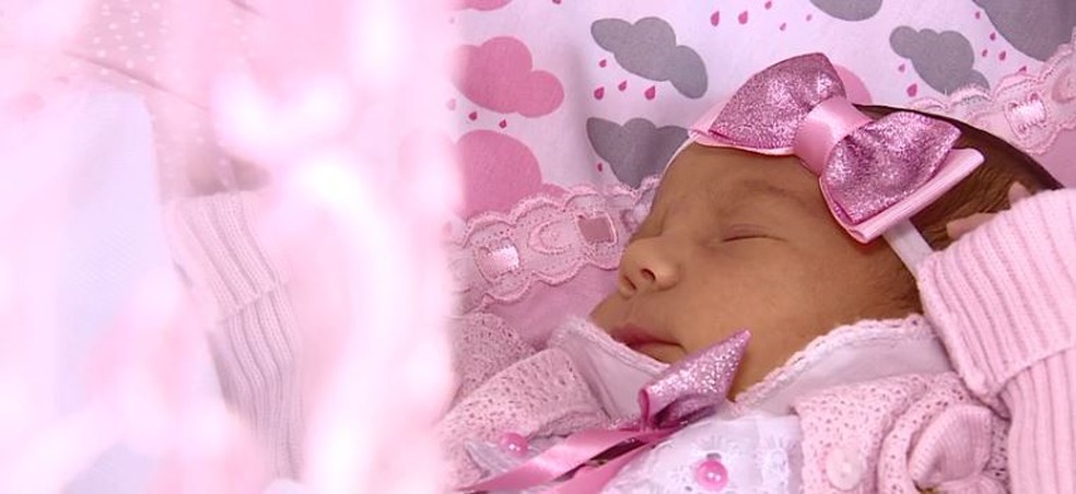 Bebê foi gerada na barriga solidária da avó materna — Foto: NSC TV/Reprodução
