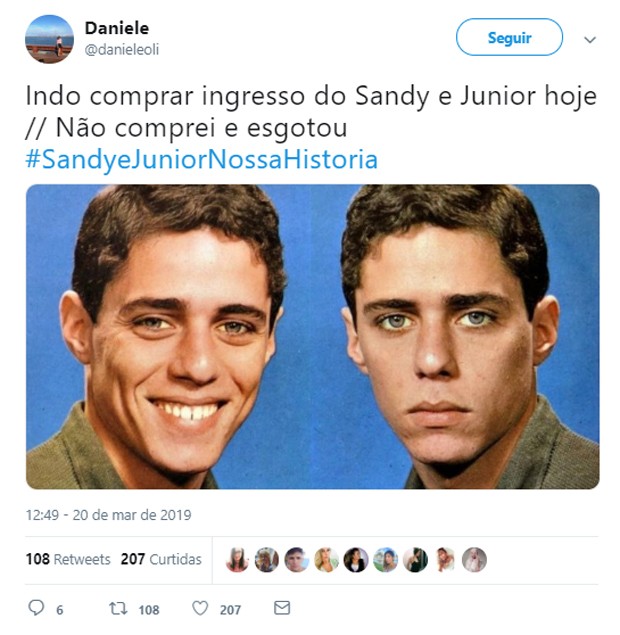 Seguidores geram memes e pedem novas datas de reunião de Sandy e Jr. (Foto: Reprodução/Twitter)