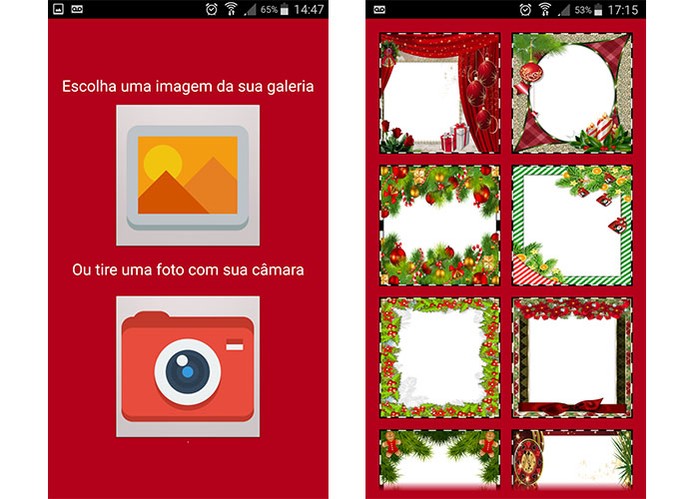 Aplicativo permite aplicar molduras de Natal em fotos para salvar no celular (Foto: Reprodução/Barbara Mannara)