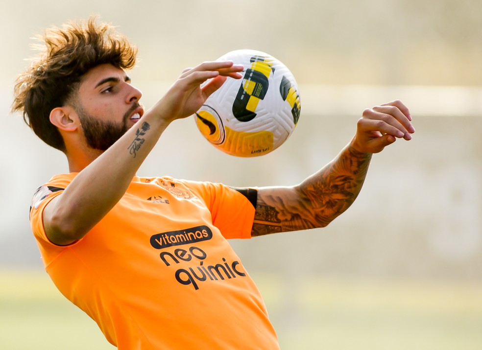 Yuri Alberto em treino do Corinthians — Foto: Rodrigo Coca / Ag.Corinthians