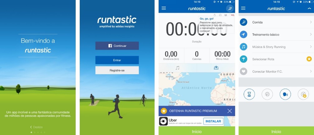 Aplicativo Runtastic monitora suas atividades físicas — Foto: Reprodução/Camila Peres