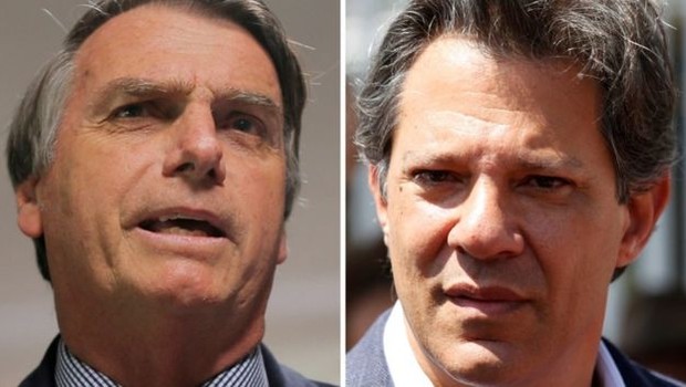 Bolsonaro e Haddad dificilmente vão concentrar o debate na questão da segurança pública no segundo turno, diz especialista (Foto: Reuters via BBC News Brasil)