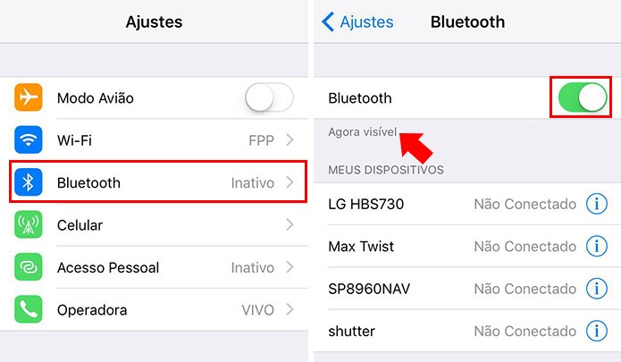 Ative o Bluetooth do iPhone antes de tudo (Foto: Reprodução/Paulo Alves)