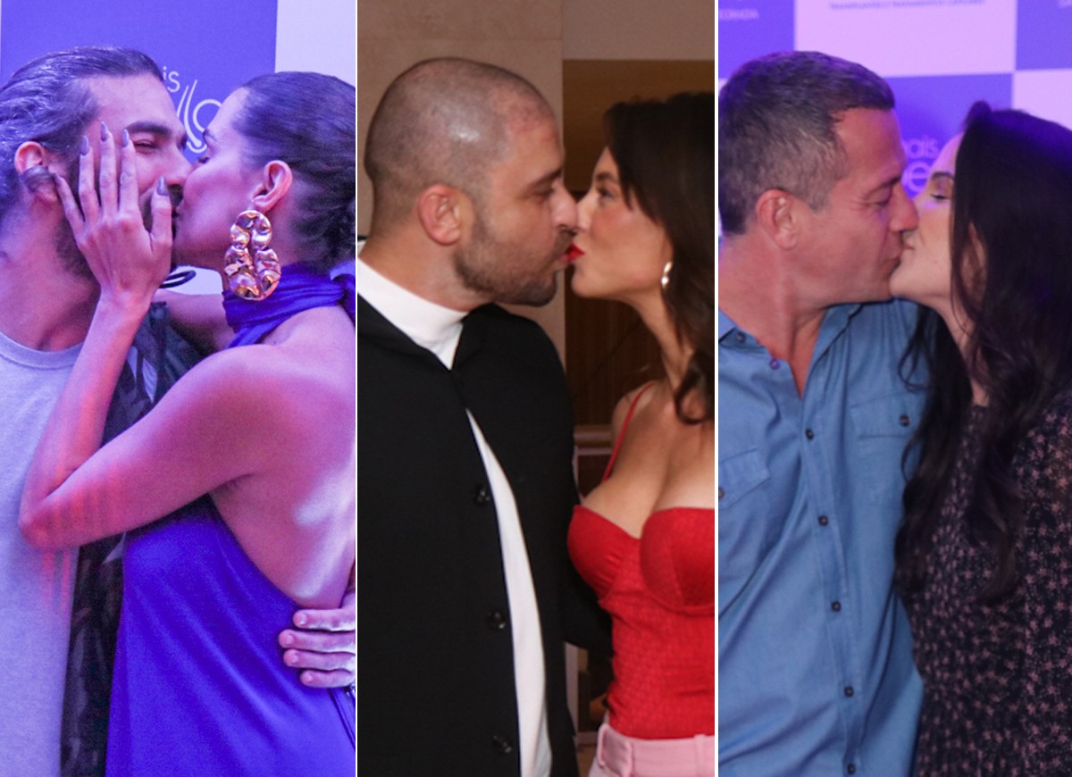 Paolla Oliveira, Deborah Secco e Malvino Salvador trocam beijos com os amados em festa