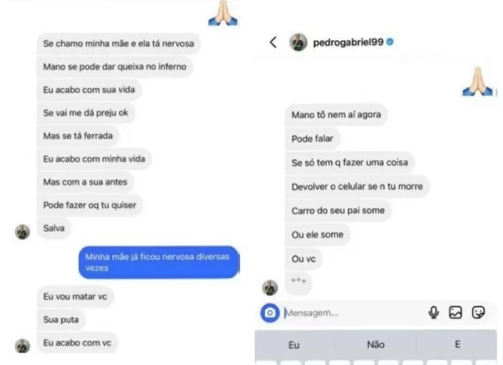 Mensagens de Pedrinho para a ex-namorada — Foto: UOL/Reprodução