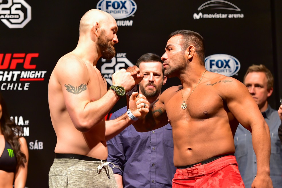 Zak Cummings e Michel Trator no UFC Santiago (Foto: Jason Silva)