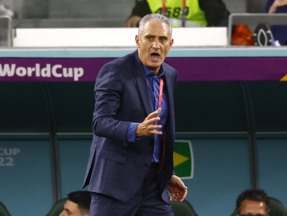 Tite durante Brasil x Croácia, seu último jogo pela Seleção — Foto: REUTERS/Suhaib Salem
