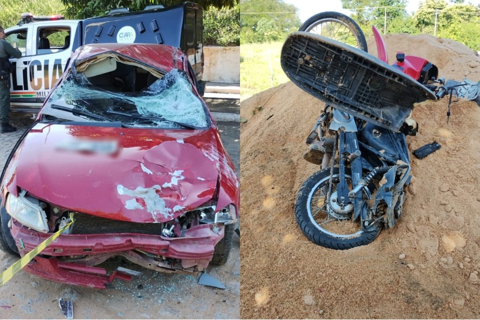 Idoso de 72 anos morre atropelado enquanto pilotava motocicleta em Brejo Santo, no Ceará. — Foto: Reprodução