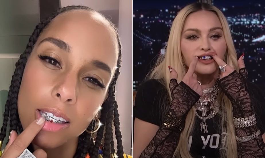Alicia Keys e Madonna são exemplos de artistas adeptas do uso de 'grillz'