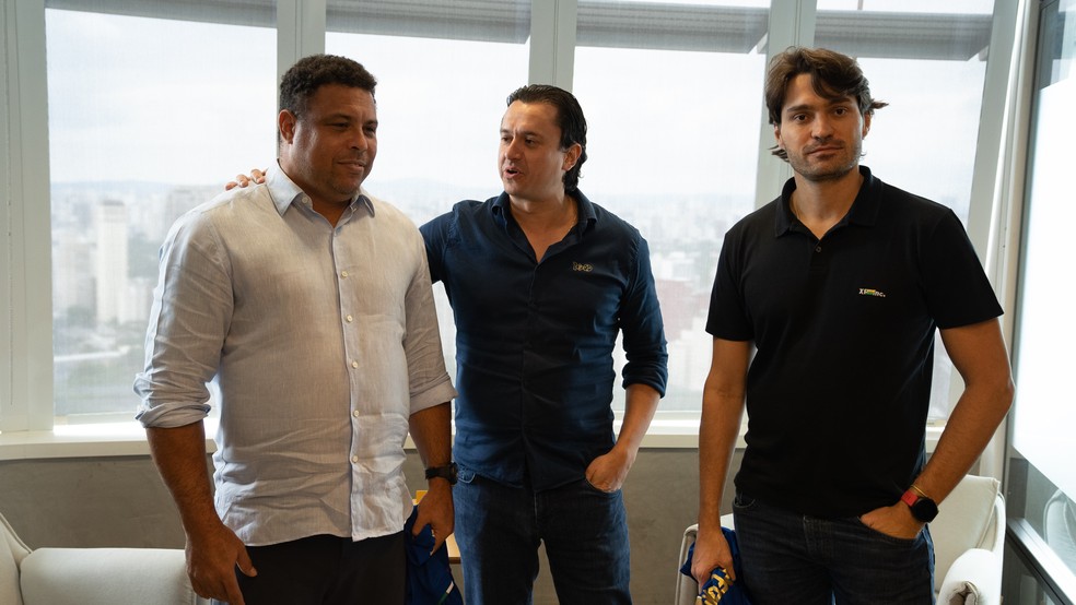 Ronaldo Fenômeno, Sérgio Rodrigues e Pedro Mesquita Cruzeiro — Foto: Divulgação/ XP Investimentos