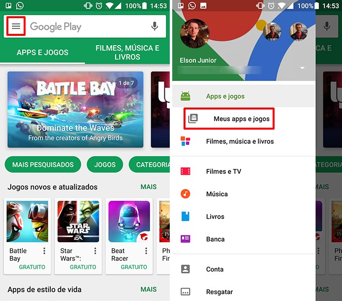 Play Store traz lista com aplicativos desinstalados do telefone Android (Foto: Reprodução/Elson de Souza)