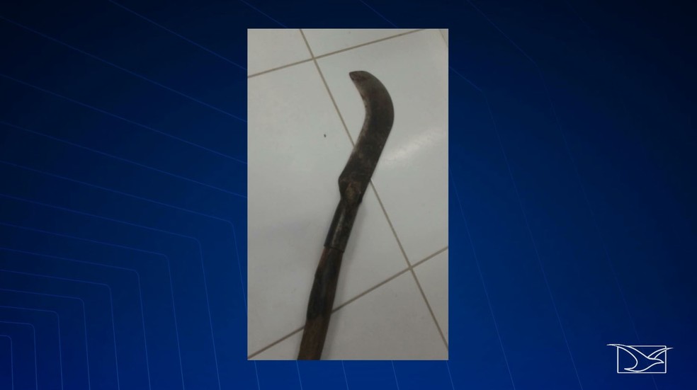 Ricardo Soares utilizou uma foice para golpear a sua companheira em Pio XII — Foto: Reprodução/TV Mirante