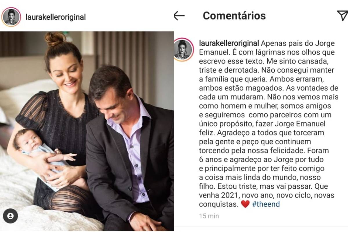 Laura Keller anuncia fim do casamento com Jorge Sousa (Foto: Reprodução/Instagram)