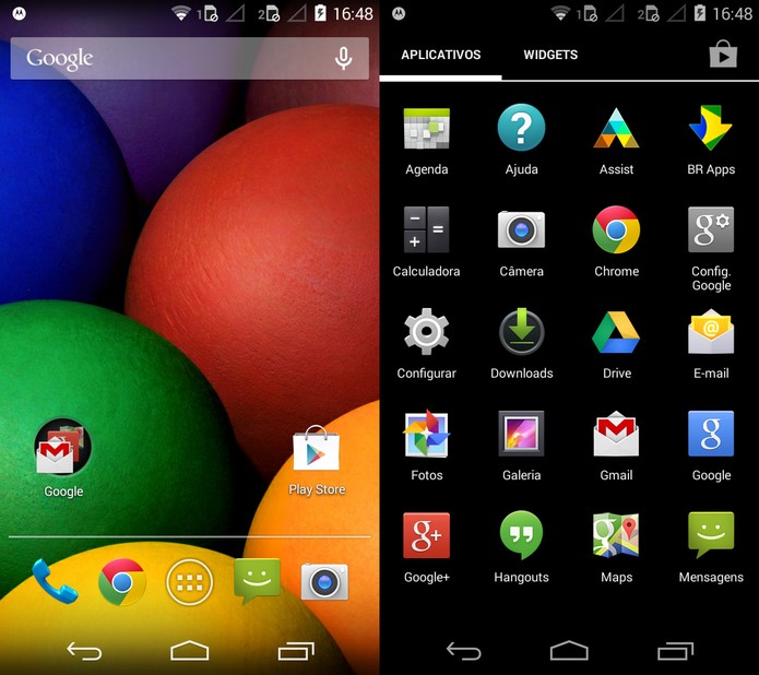 Interface do Android do Moto E, semelhante à do Android puro (Foto: Reprodução) Interface do Android do Moto E, semelhante à do Android puro (Foto: Reprodução)