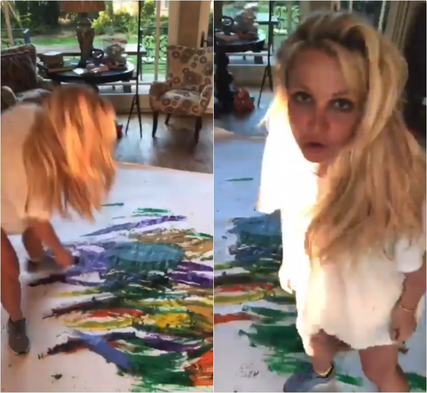 Britney Spears extravasa pintando tela: Mostrando minhas verdadeiras cores (Foto: Reprodução/Instagram @britneyspears)
