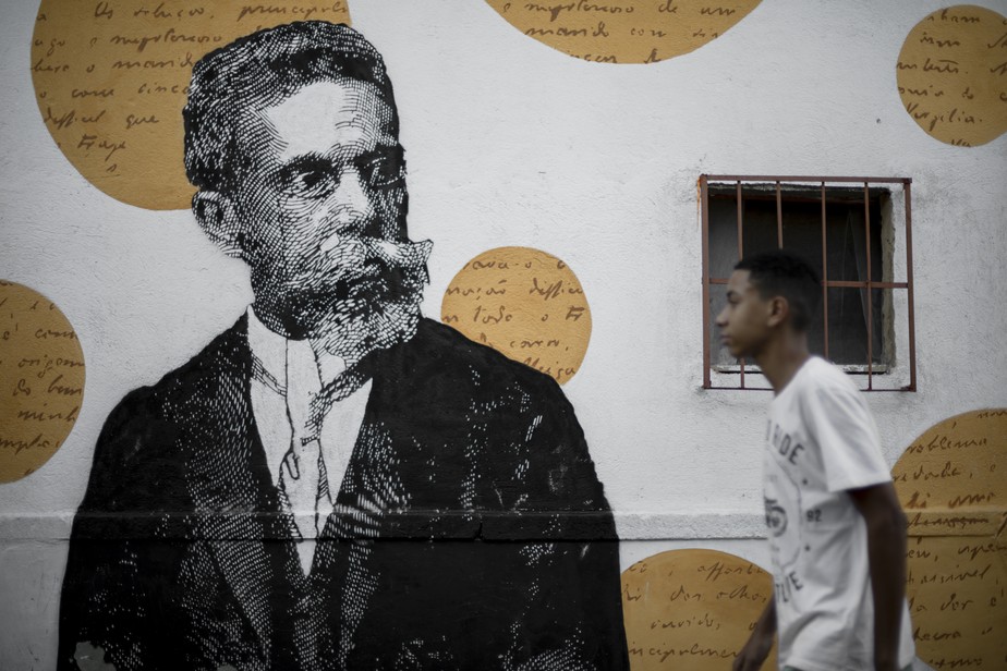 Grafite em homenagem a Machado de Assis no Morro do Livramento, onde nasceu e cresceu